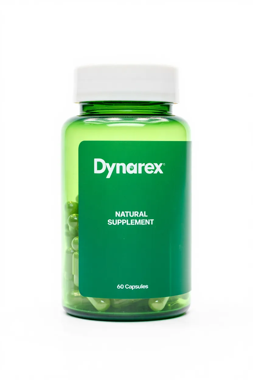 Dynarex natural supplement bottle with green label on white background